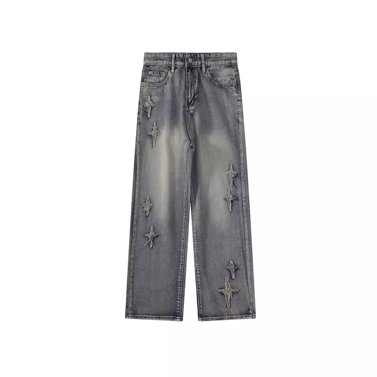 Men's Distressed Flare Jeans - Premium Washed Denim | 70s Retro Wide Leg Pants