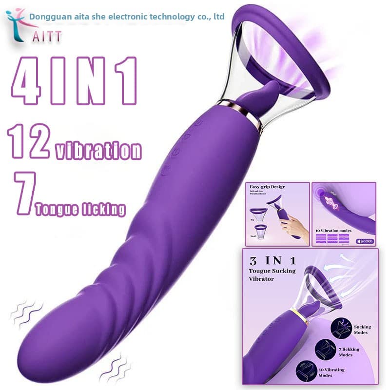 Masturbator Breast Clitoris Sucking Tongue Licking Female Sexual Fun Tool Adult Toy In-Body Vibrator Strong Vibration