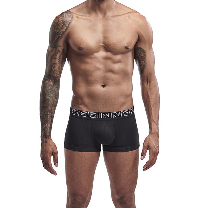 Xinei men's underwear combed ribbed cotton sports boxer low waist slim shorts non thin wholesale source