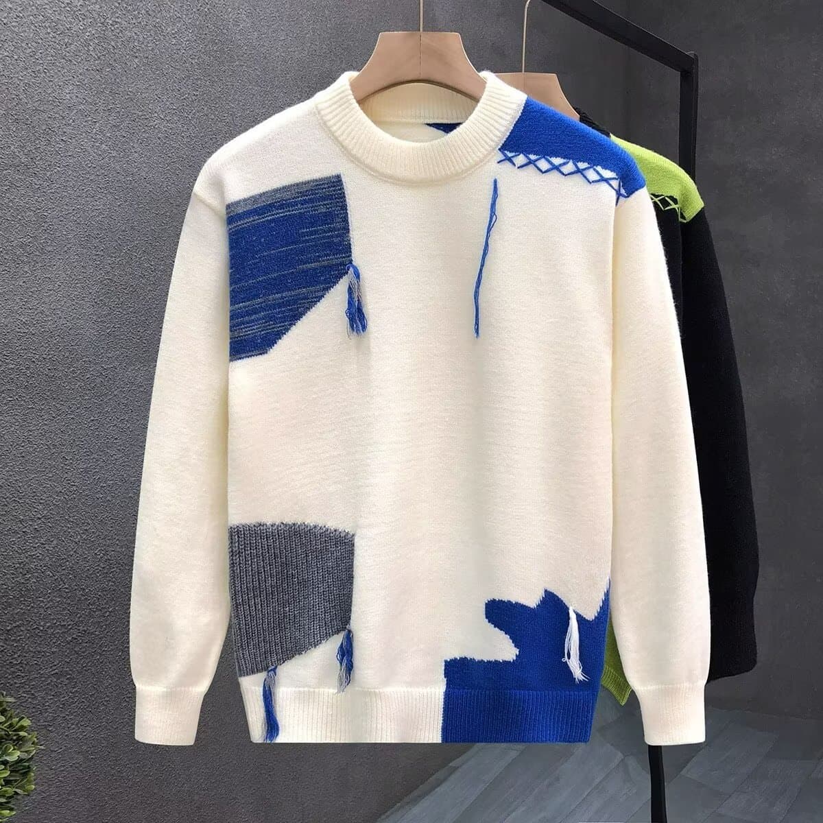 Men's Clothing Men's Round Neck Contrast Color Sweater Autumn New Men's Clothing Youth Trendy Casual Sweater Loose
