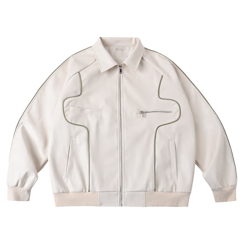 Men's Clothing retro white leather jacket high end niche jacket