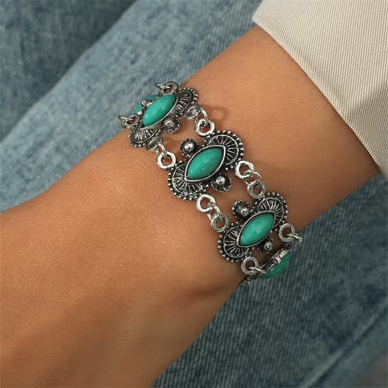 Bohemian Ethnic Style Turquoise Bracelet For Women Personalized Engraved Jewelry