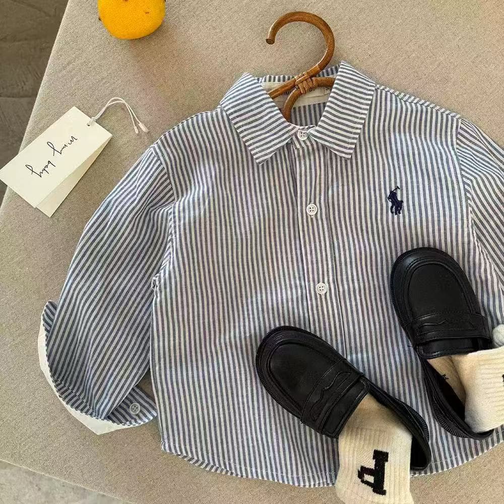 Haut rayé à manches longues pour garçon, collection printemps-automne 2025, nouveauté pour tout-petits, marque tendance, chemise décontractée p