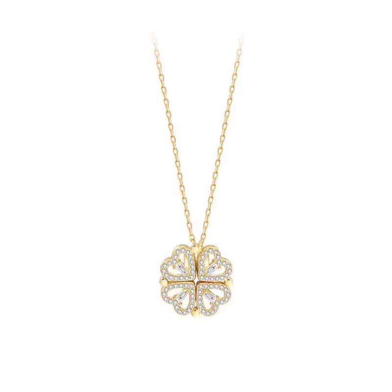 S925 sterling silver heart shaped four leaf clover necklace for women, one pair, two pairs small heart, internet celebrity, fashion clavicle chain