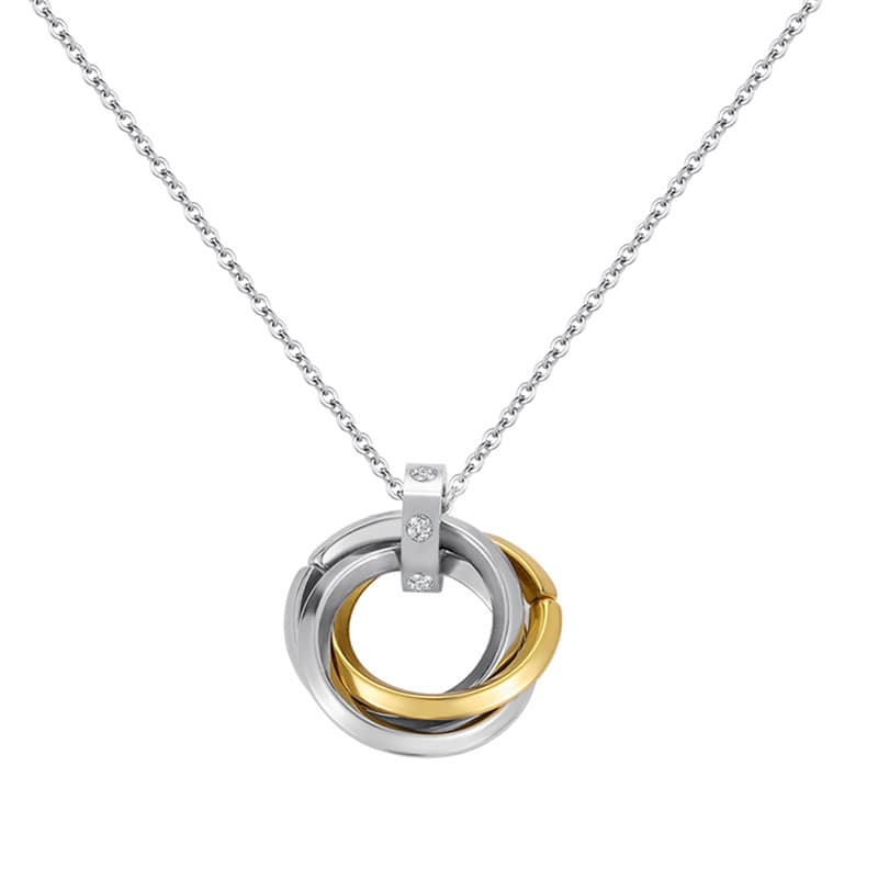 Men And Women's Jewelry Stainless Steel Three Ring Pendant Trend Hip Hop Punk Style Mobius Ring Titanium Steel Clavicle Chain