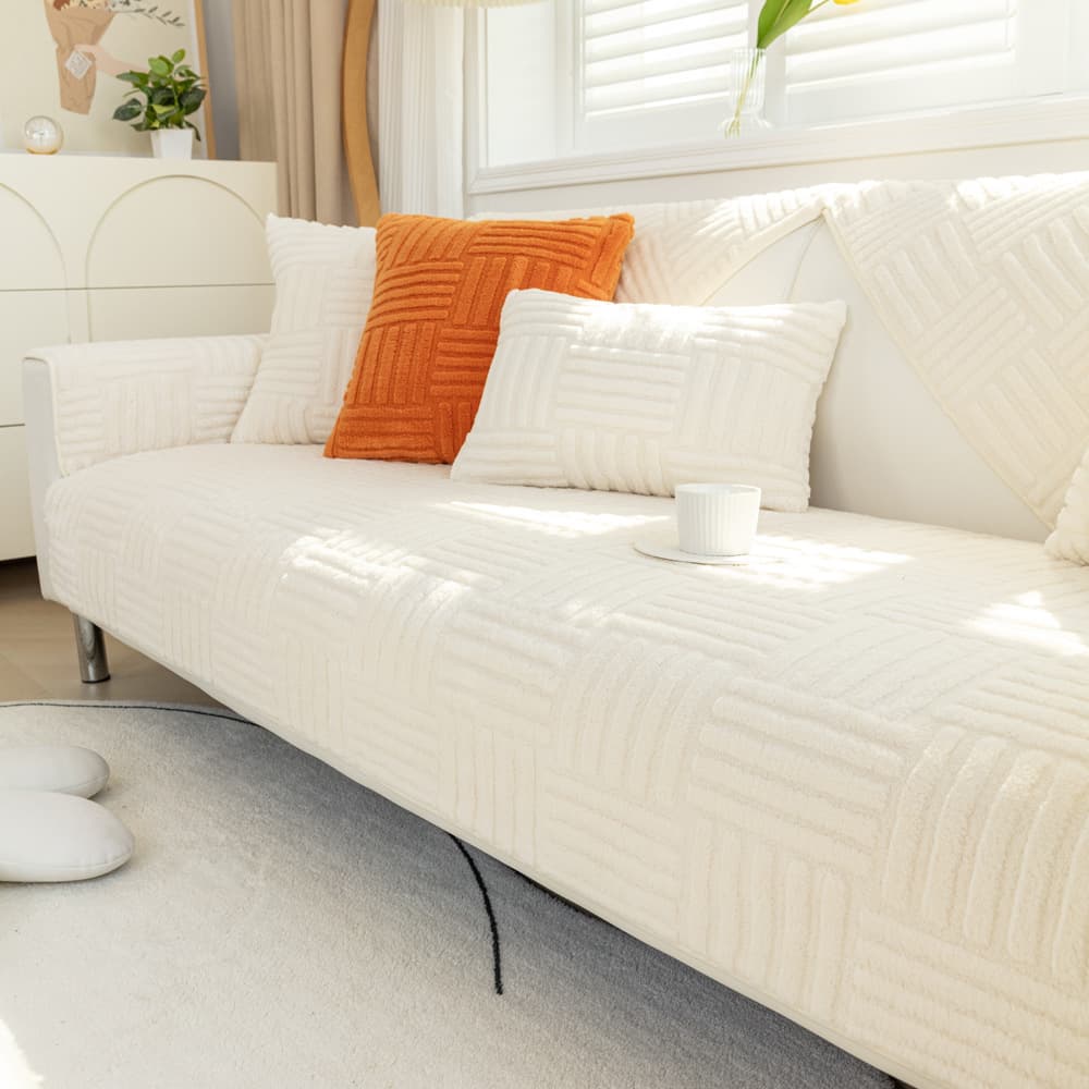 Plush Sofa Cushion Winter Style Nordic Non Slip Cushion Back Cover Towel Modern Simple Winter Leather Sofa Cover Backrest