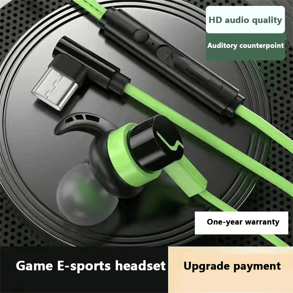 3.5mm/Type-c Flat Mouth Waterproof Game Earphone E-sports Earphone With Microphone Suitable For Huawei Xiaomi Wired Headset