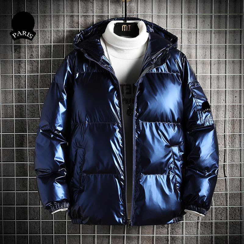 Men's Clothing Winter Fashion Thickened Hooded Cotton Coat Glossy Cotton Jacket Silicone Small Logo Casual Puffer Jacket Cotton Coat