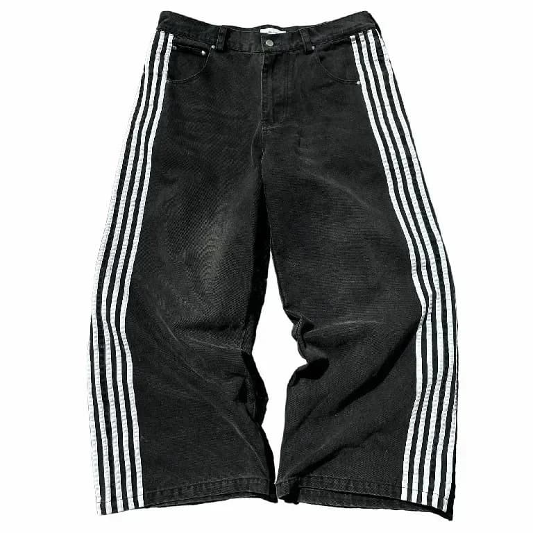 ​​Streetwear Y2K Denim Pants Men's Loose Straight Leg Jeans High Waist Baggy Trousers Vintage Retro Casual Pants For Spring Autumn (Blue/Pink/Black)​​