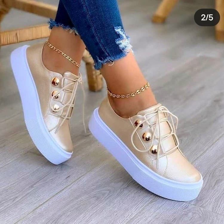Women's Shoes Autumn New Large Size Lace Up Casual Low Top Round Toe Platform Heel Thick Soled Single Shoes