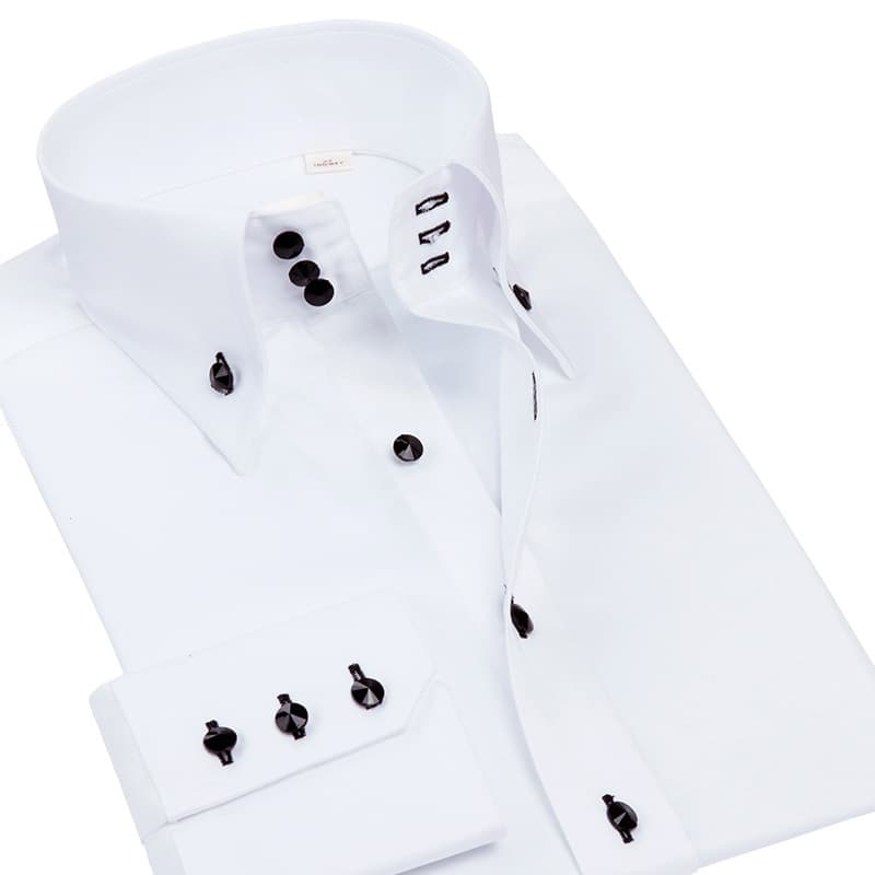 Men's Clothing Spring and autumn new crystal button men's long sleeved shirt elastic high end business casual slim trend men's shirt