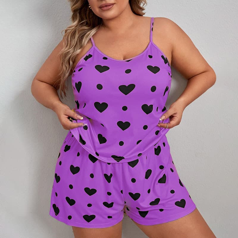 Women's Sleepwears Large Size Sexy Sling Suit Plus Fat Plus Fat Woman Pajamas Thin Printed Home Clothes