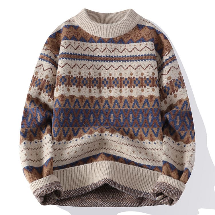 Men's Clothing Autumn Winter Casual Semi-Turtle Neck Sweater Knitwear - Breathable, Machine Washable, Jacquard Pattern, College Style, Multiple Colors