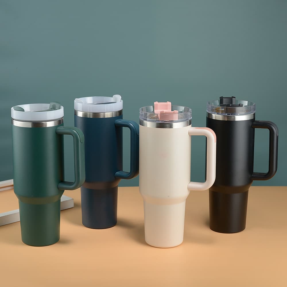 40oz Car Cup Large Capacity Double Layer Vacuum Household Car Portable Giant Handle Thermos Cup