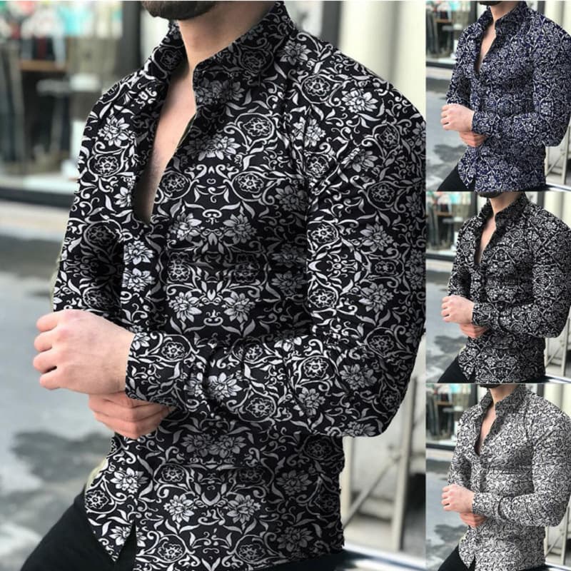 2024 Spring New Shirts Muscle Men's Polo Cardigan Blouse Slim Fit Shirt