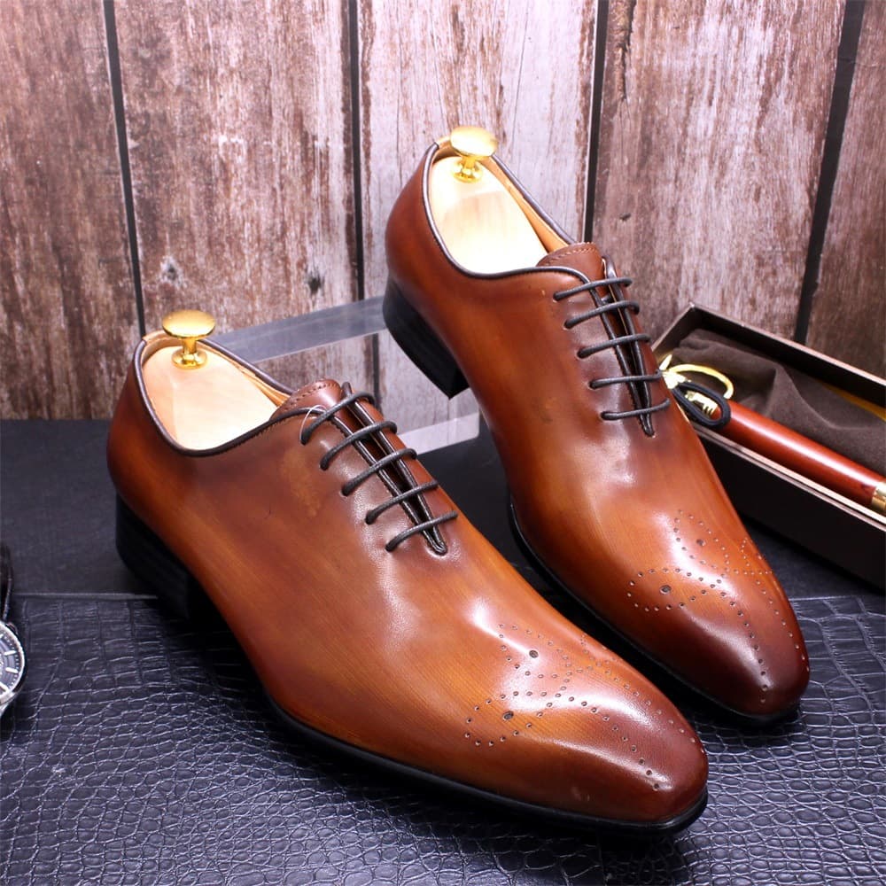 Leather Shoes For Men Manual Color Leather Shoes For Men Pointed Business Casual Leather Shoes For Men