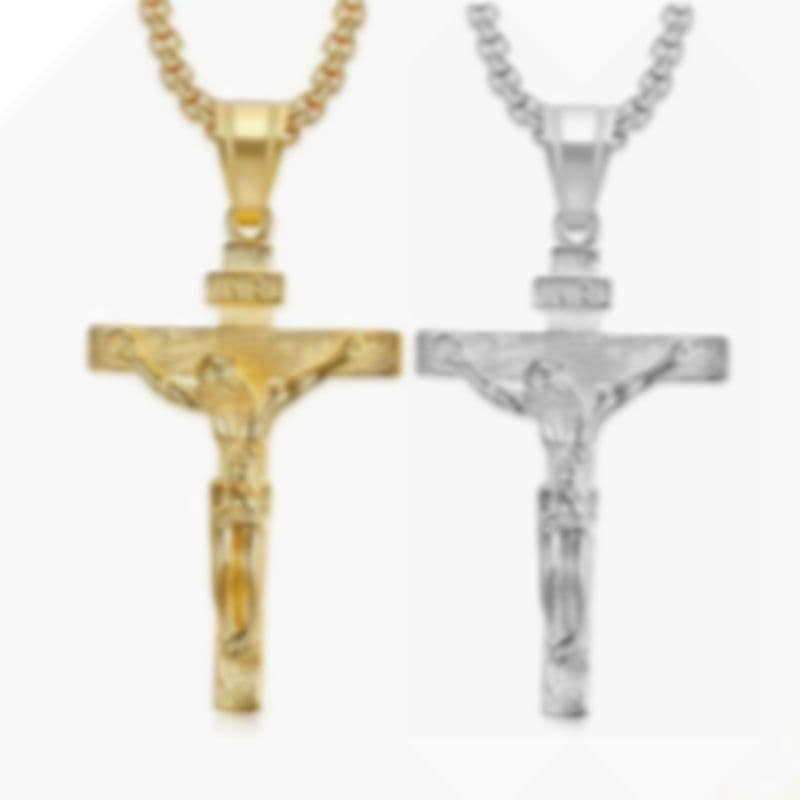 New Exquisite Casting Stainless Steel Polished Vacuum Electroplated YS Cross Pendant Necklace