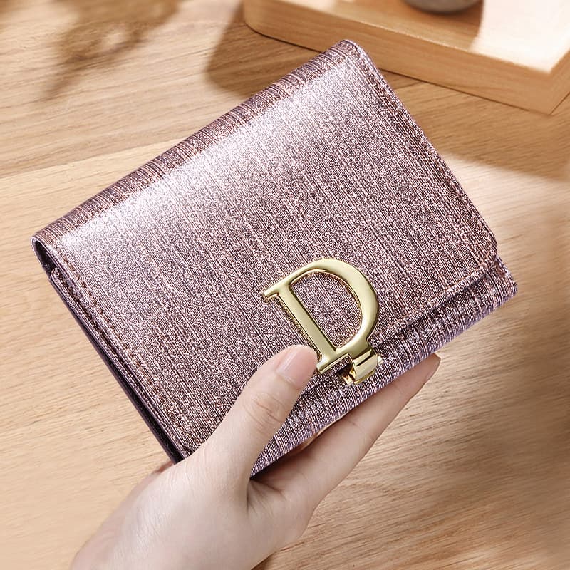 Women's Bags New D Buckle Genuine Leather Women's Wallet, Short Cowhide Tri Fold Handheld Money Clip/coin Holder.