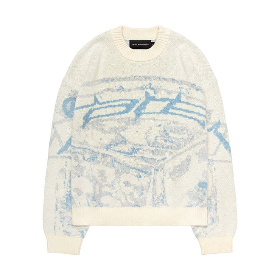 Women's Clothing sweater printed sweater personality casual round neck sweater female