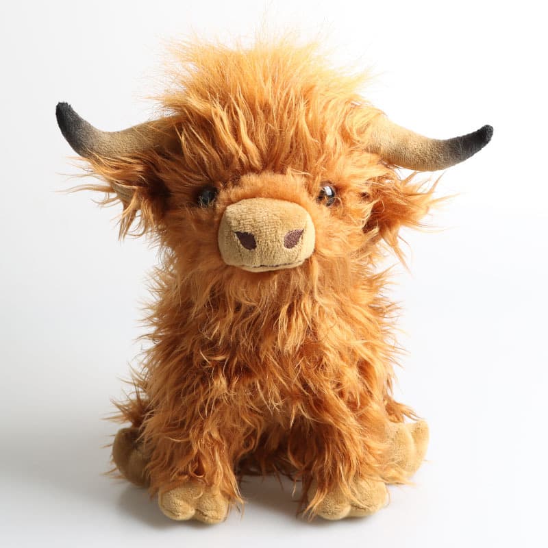 Vache des Highlands écossaise simulée, poupée en peluche, vache à poil long, jouet de célébrité Internet