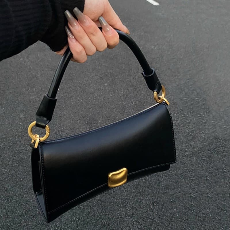 Stylish Black PU Crossbody Bag For Women - Small Shoulder Handbag With Magnetic Closure, Minimalist Design For Daily Use