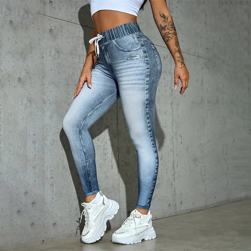 Women's Clothing High Waist Drawstring Printed Trousers High Elastic Yoga Hip Lifting Abdomen Tights Cycling Fitness All Match