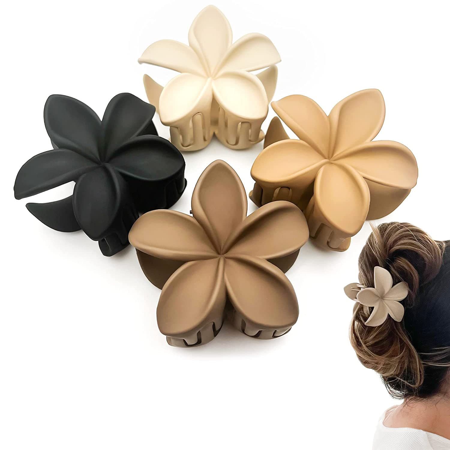 Women's Hair Accessories 8CM Flower Hairpin Frosted Large Plumeria Clip Back Of The Head Hair Shark Clip