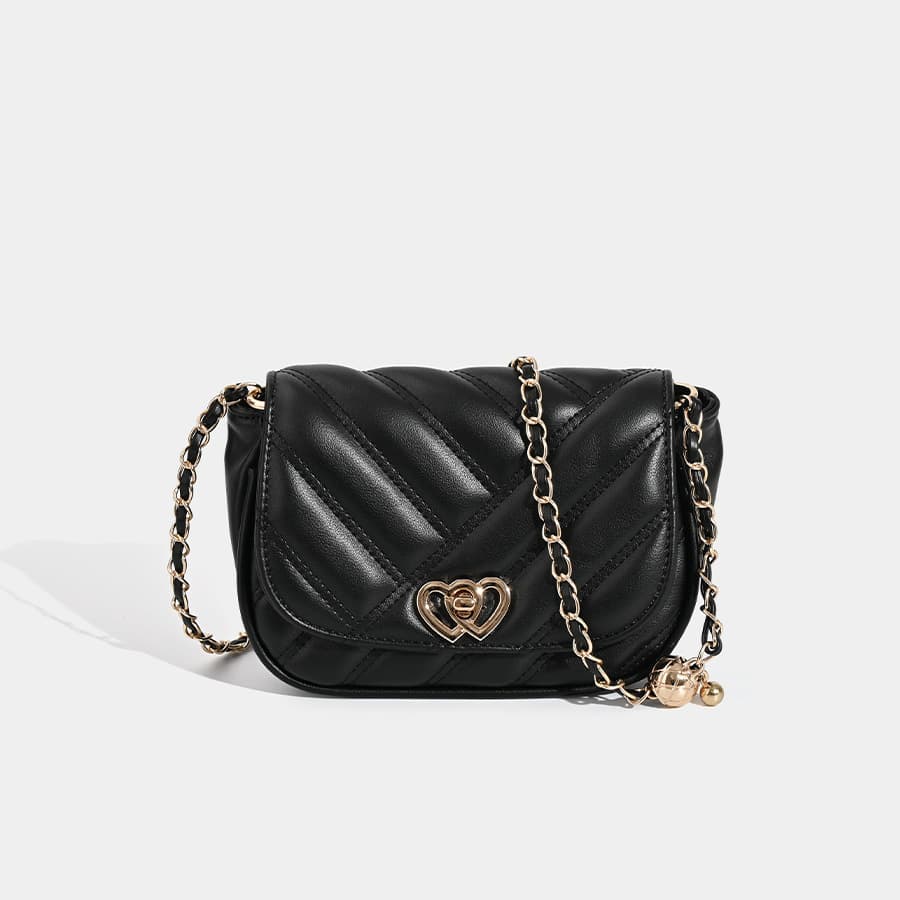 New Embroidery Thread Small Fragrance Style This Year's Popular Small Bag Transfer Beads One Shoulder Black High End Crossbody Bag