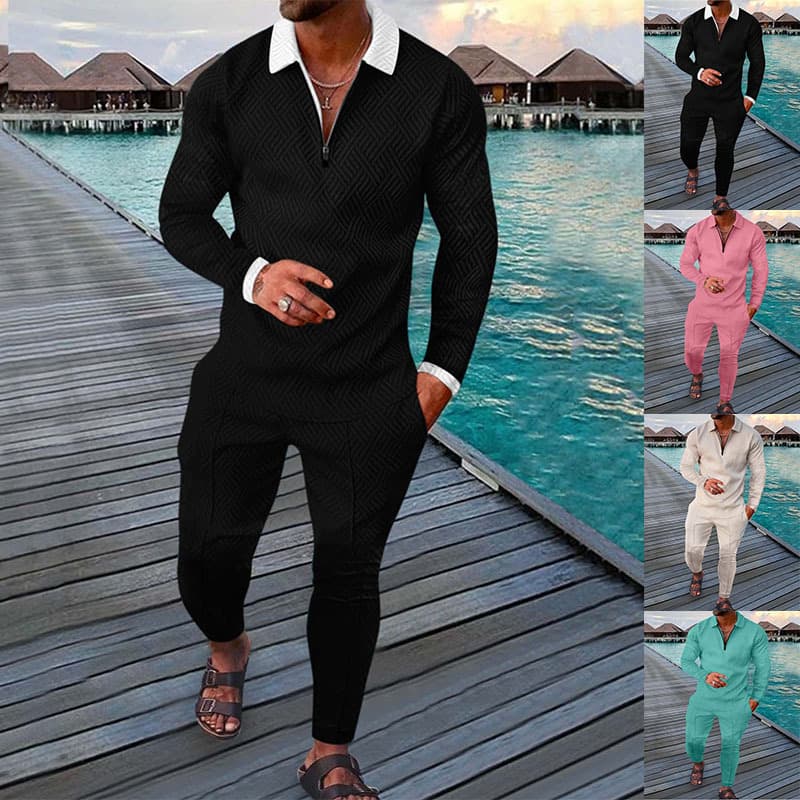 Men's Clothing Long Sleeved Trousers Two Piece Sports Casual Suit