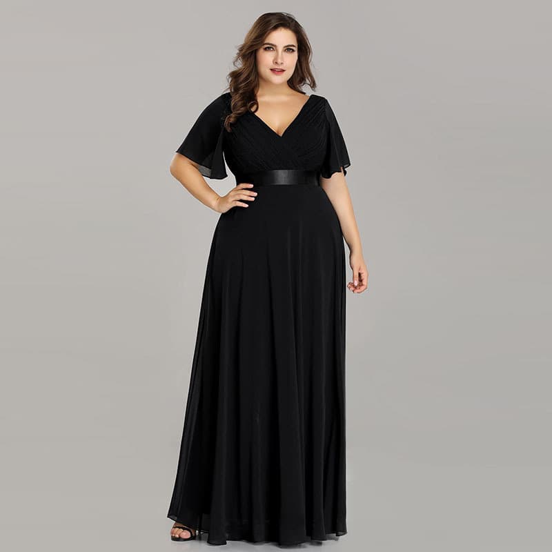 Women's Clothing New Fat Sister Bridesmaid Dress Wedding Annual Meeting Chiffon V Neck Banquet Long Dress