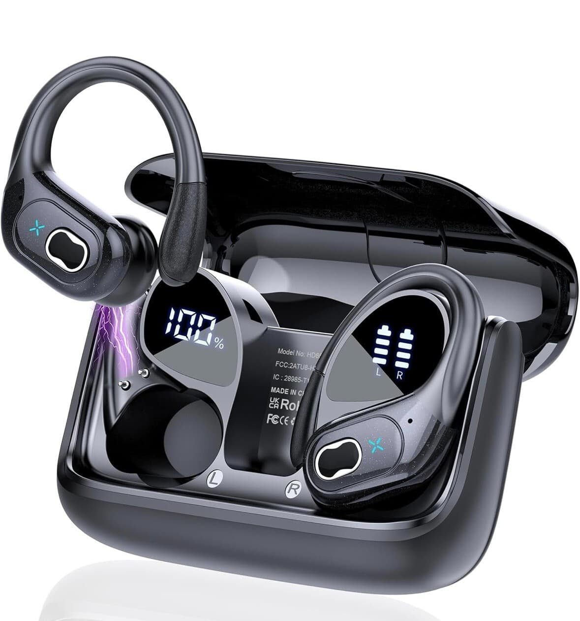 Écouteurs sans fil Bluetooth 75H pour le sport, avec 4 microphones antibruit ENC