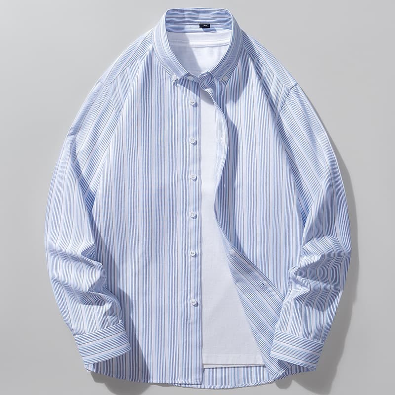 Men's Oxford woven shirt Youth long sleeve business casual striped shirt