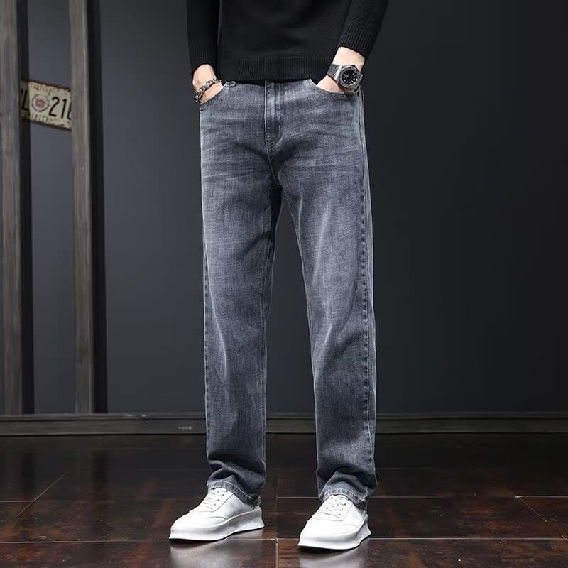 Men's High Street Black Jeans | Relaxed Straight-Leg Denim Pants For Urban Styling