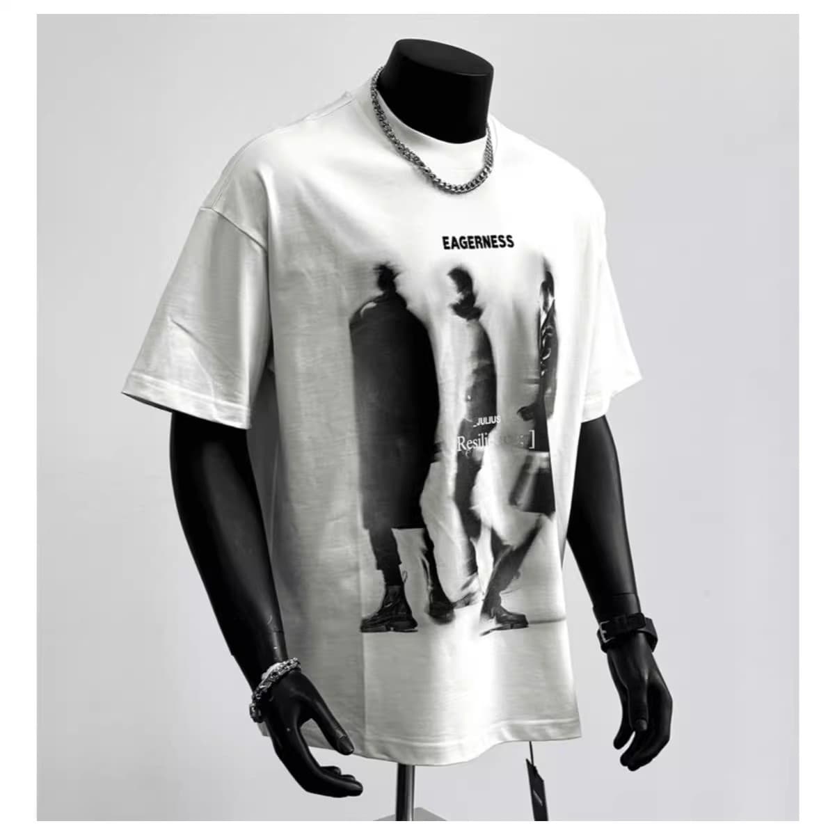 2025 New Loose Versatile High Street Pure Cotton Printed Small Collar Short Sleeved T-shirt For Men Couples,