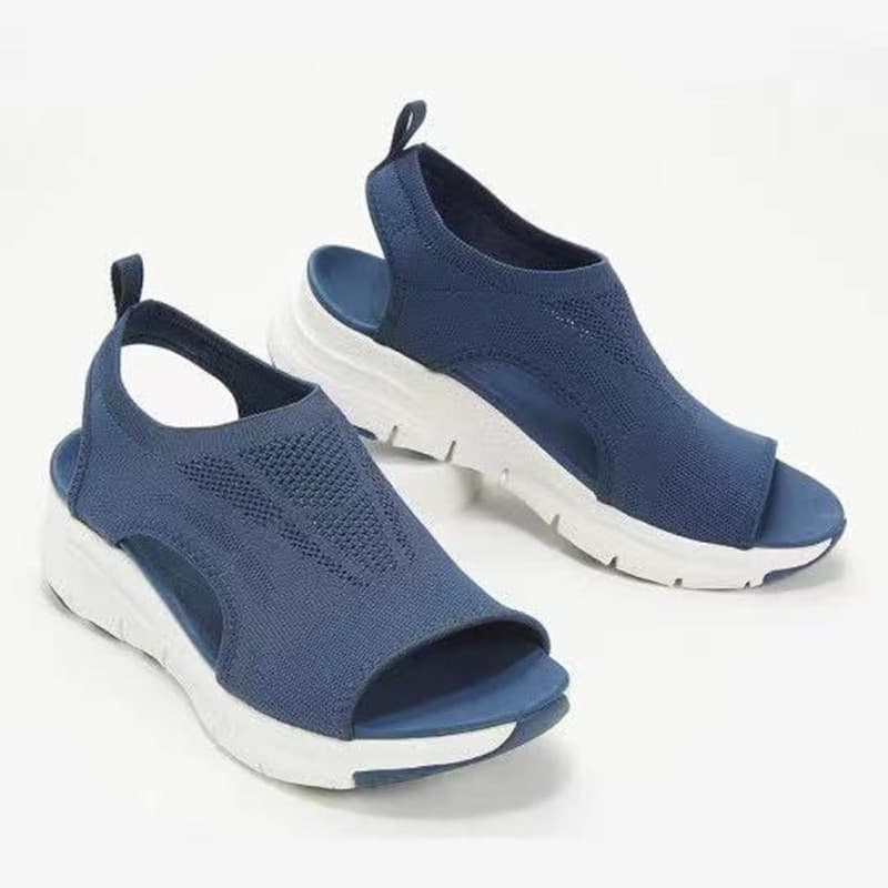 large Size Flying Woven Wedge Casual Sandals Fish Mouth Breathable Summer Sports Sandals