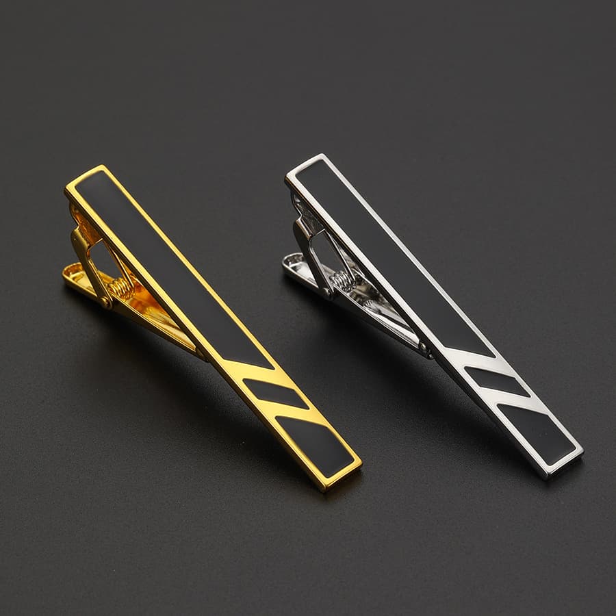 new striped copper tie clip rectangular paint shirt suit tie clip men's simple shirt clip