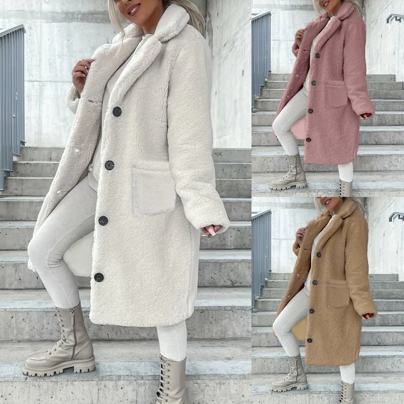 Women's Clothing autumn and winter women's fur lapel plush coat long coat