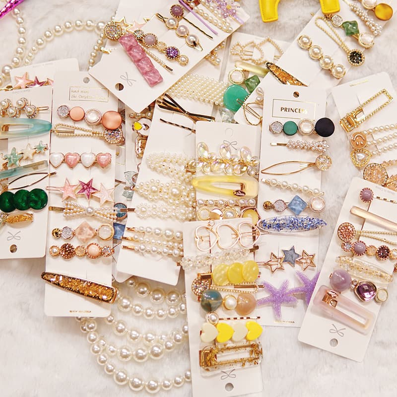 Unisex Diamond Pearl Hairpin set Little fresh little girl side hairpin Children's headwear Hairpin accessories