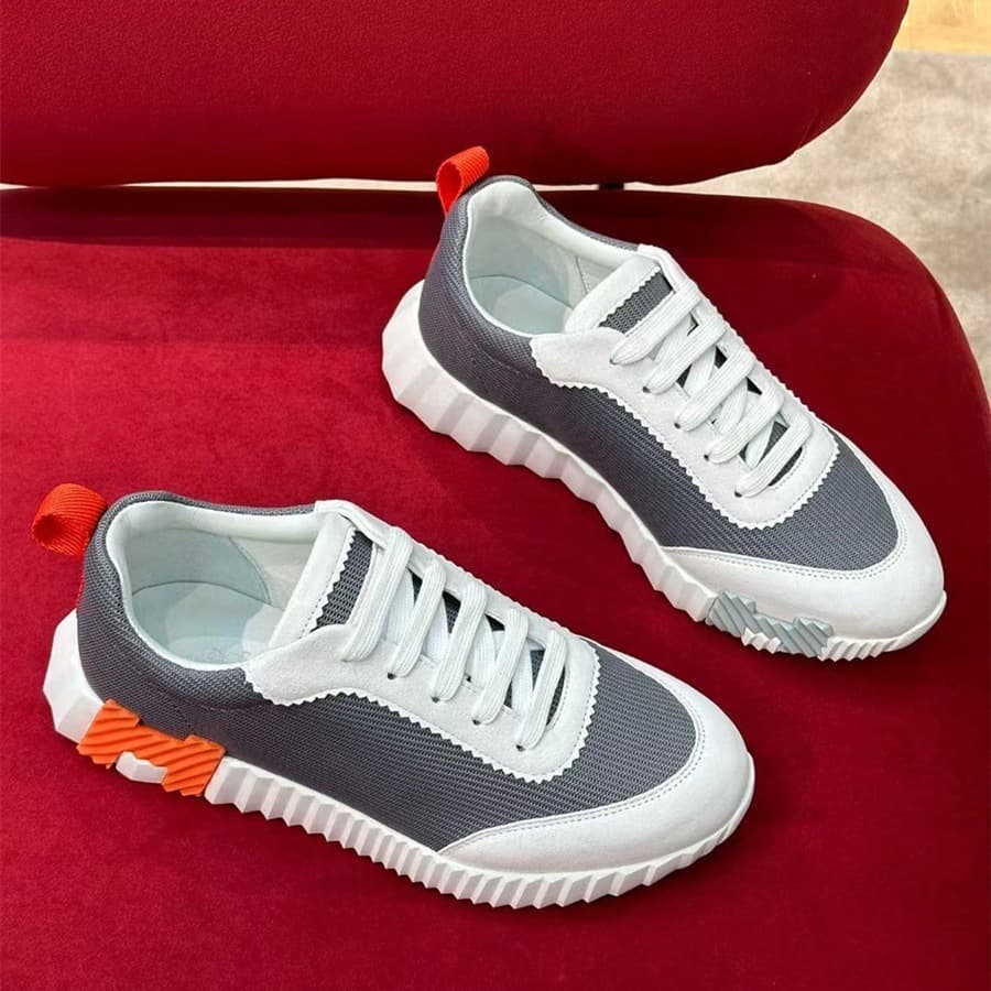 Chaussures de sport décontractées à lacets et bout rond en maille patchwork, baskets tendance et respirantes de marque H pour couple