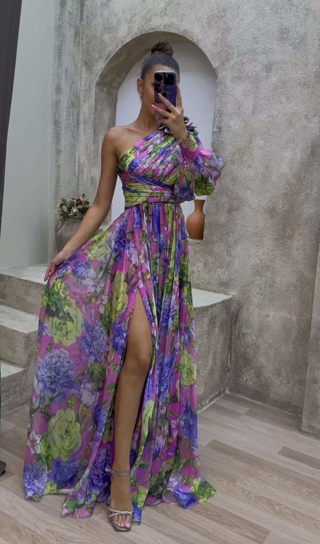 Women's Fashion Floral Dress Long Skirt High-end Floral Skirt