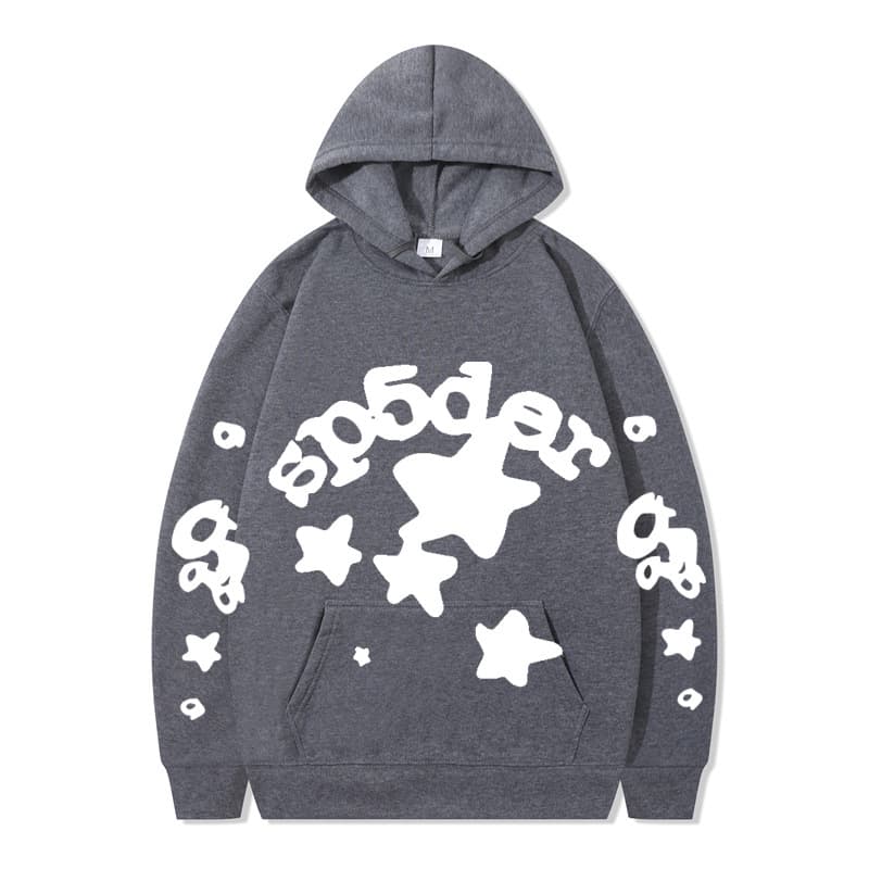 Sweat à capuche unisexe SP5DER imprimé toile d'araignée, marque tendance européenne et américaine, grandes tailles, coupe ample.