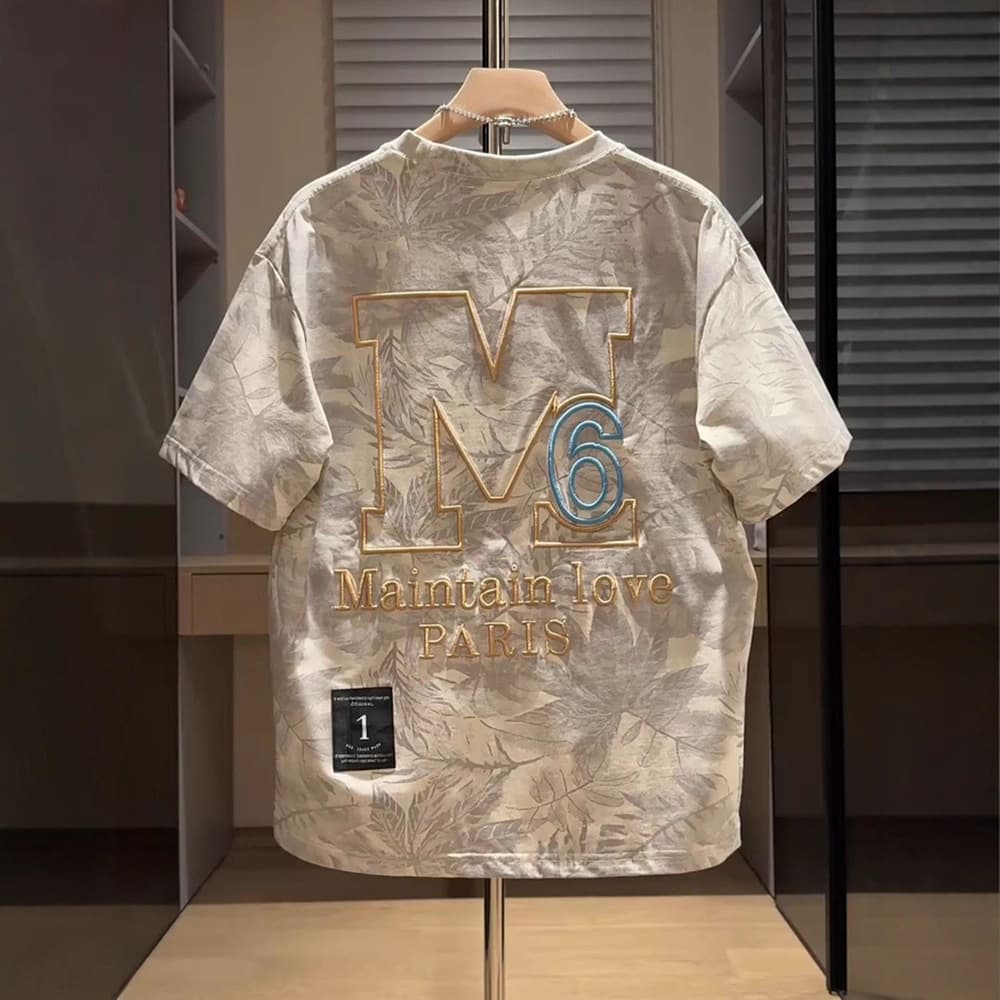 Streetwear Bad Boy Embroidery T-Shirt – Oversized Men's Graphic Tee With Edgy Print (M-3XL, Black/White/Beige)