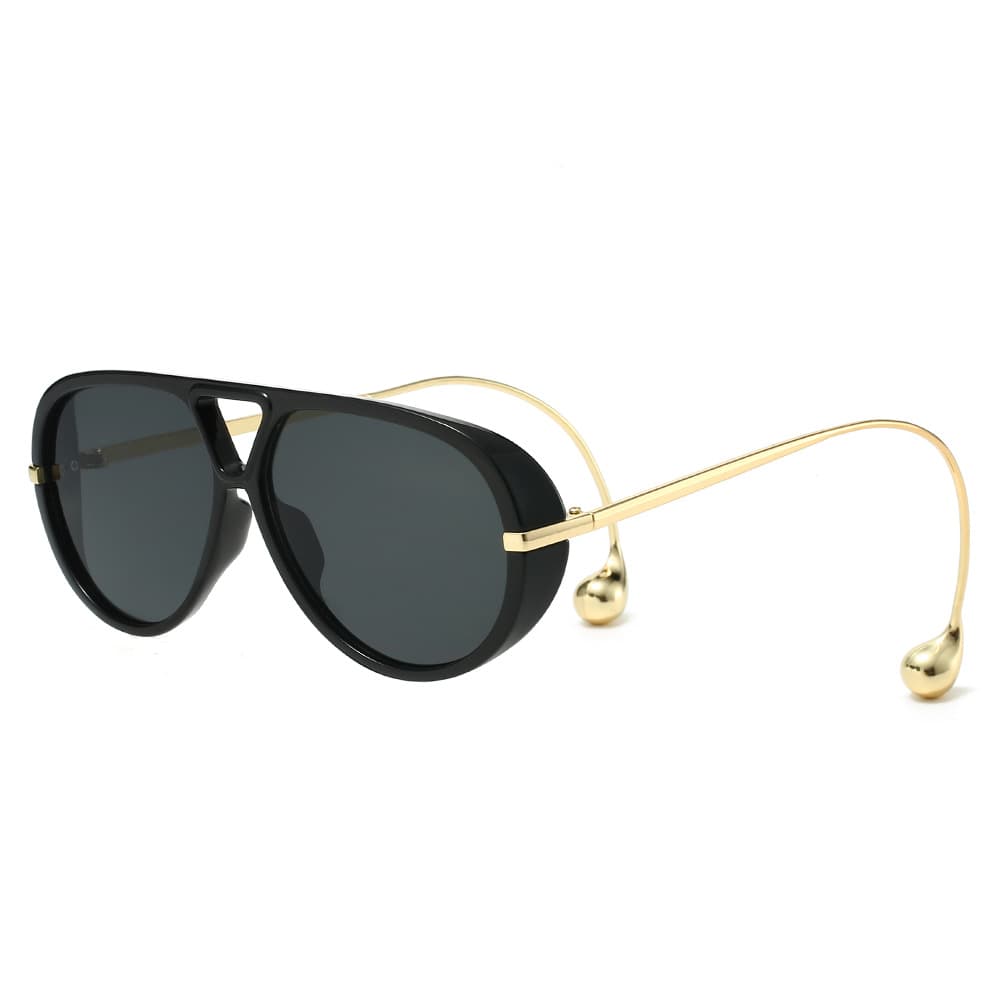 Aviator Sunglasses With Double Bridge - Oversized Metal Frame & UV400 Protection | Retro Orange Lens For Men & Women​