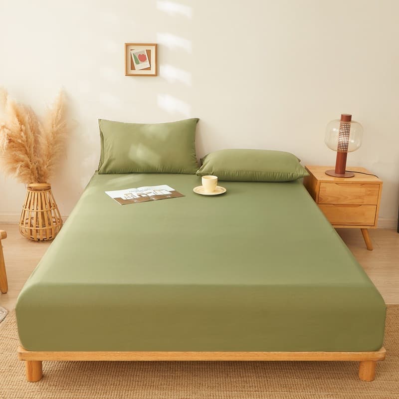 Organic Washed Linen Fitted Sheet - Breathable Mattress Protector For Single/Double Bed 1PC