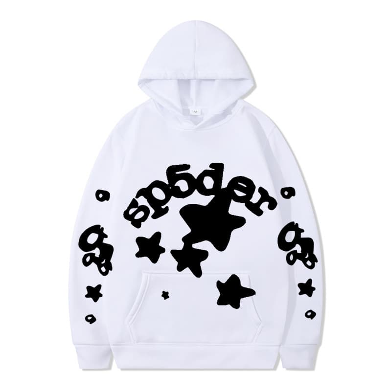 Sweat à capuche unisexe SP5DER imprimé toile d'araignée, marque tendance européenne et américaine, grandes tailles, coupe ample.