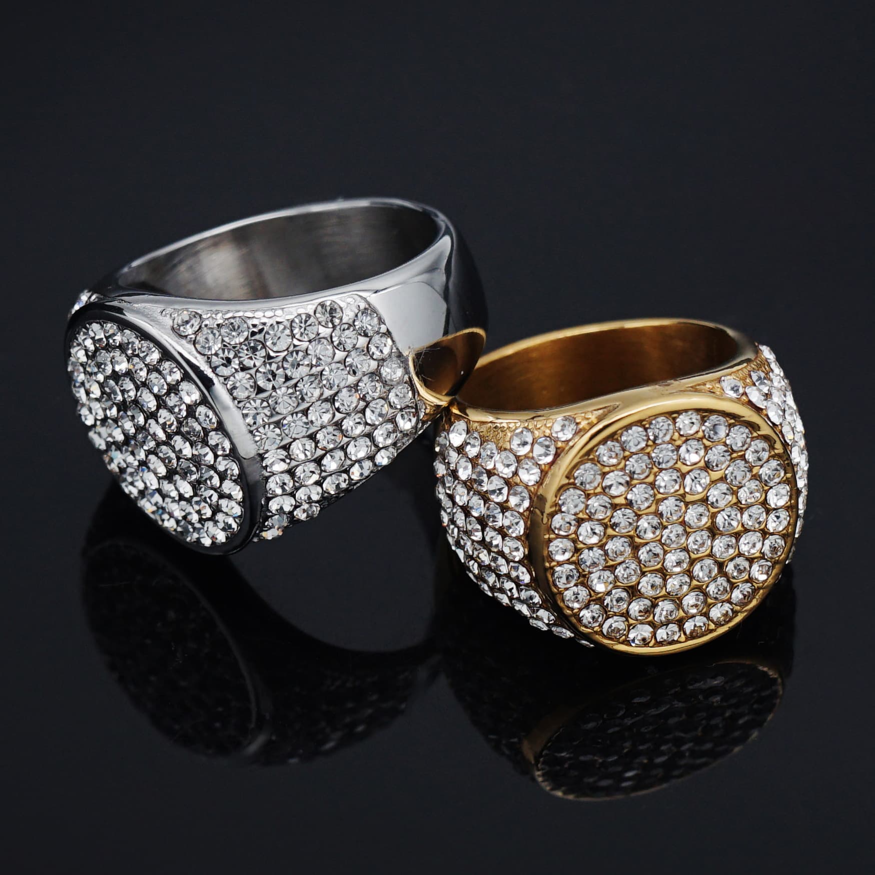 European And American Foreign Trade Cross-Border New 316 Stainless Steel Gold-Plated Full Diamond Luxury Hip-Hop Men's
