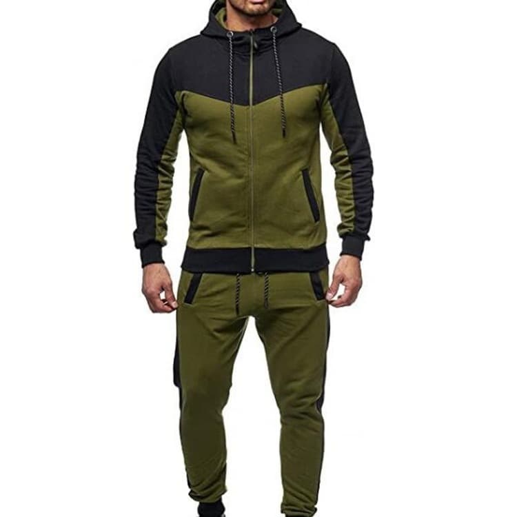 Men's Color Block Hooded Sweatshirt & Jogger Set - Winter Casual Sportswear Outfit For Gym & Streetwear​
