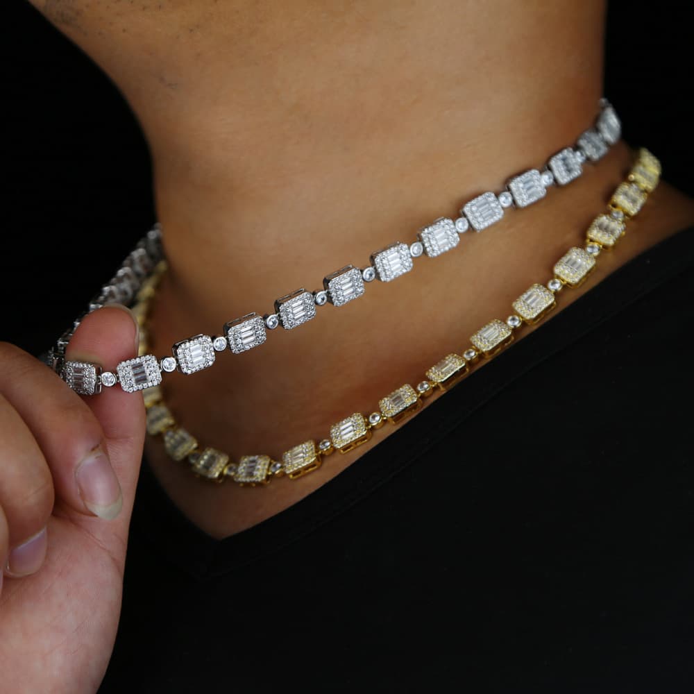 New 10X8mm Rectangular Zircon Necklace Trend Men And Women Hip Hop Necklace