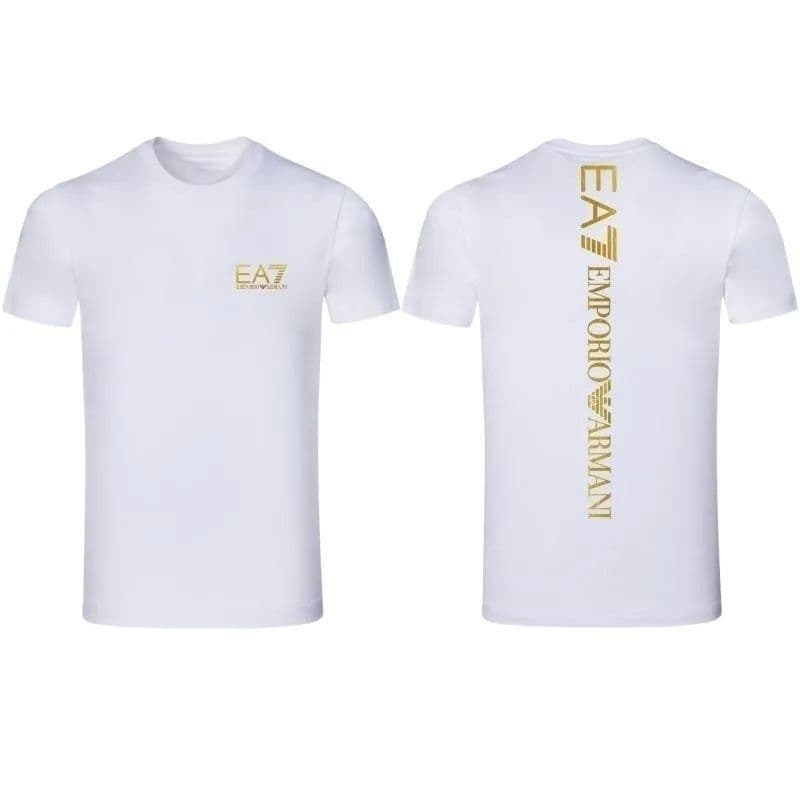 T-shirt à manches courtes et col rond EA7, collection été 2026, imprimé tendance pour homme.