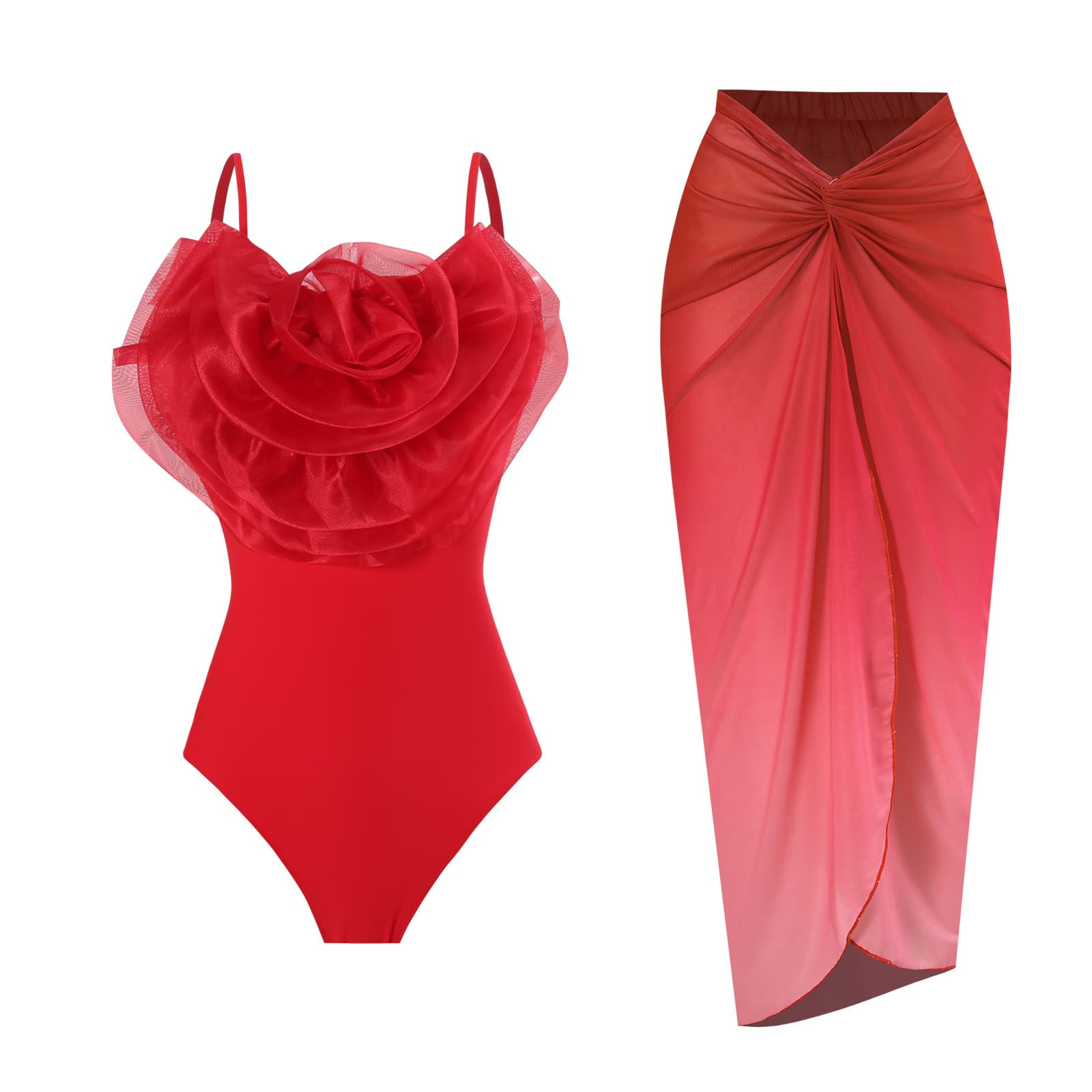 Women's Clothing Backless Sexy New One Piece Swimsuit Mesh Beach Skirt Swimsuit Suit